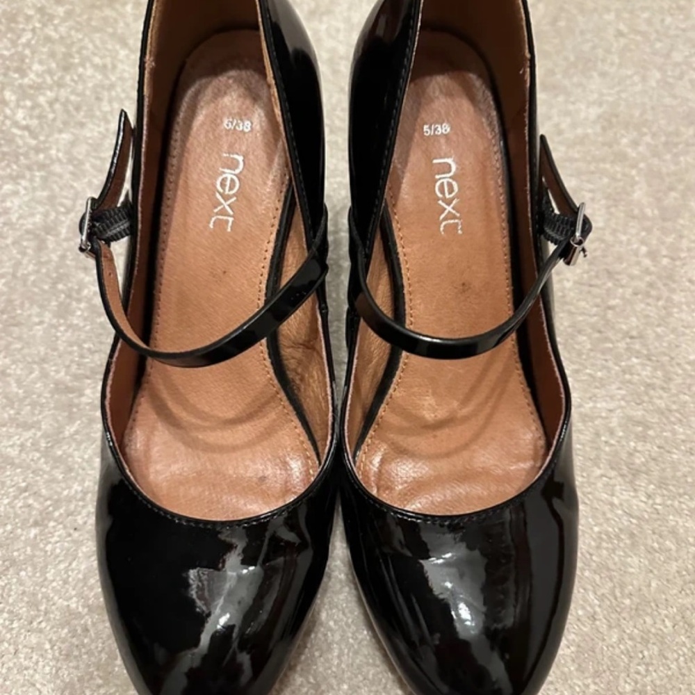 Next Women's Shiny Black Mary Jane Heels